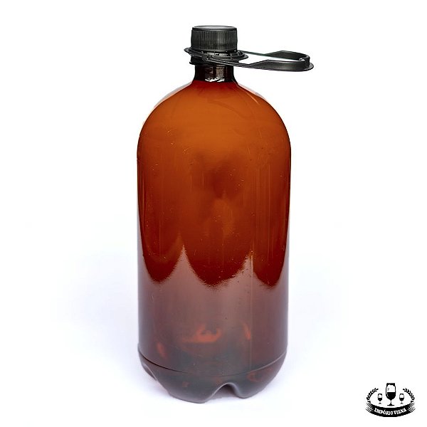 Garrafa pet âmbar com tampa e alça (1,5l)