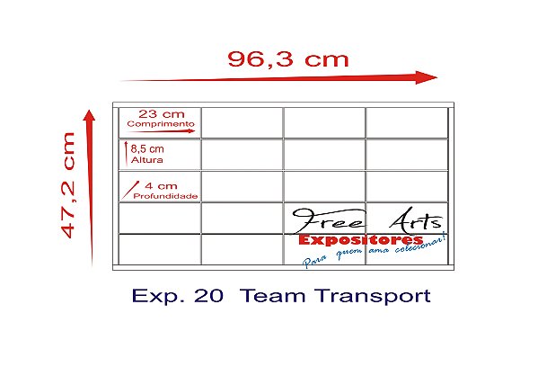 Expositor 20 Team Transport Hotwheels Portas de Acrilico