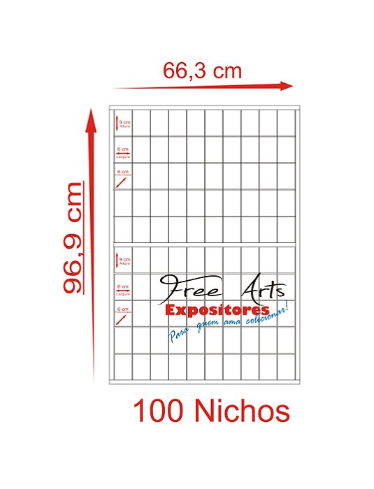 Expositor 100 Nichos Copos Shot Glass Cachaça - Branco com Porta de Acrílico - Vertical