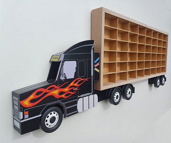 Estante Carreta Expositor Cru com 48 Nichos - Carrinhos Escala 1:64 HotWheels