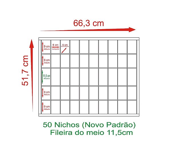 2 Expositores 50 Nichos com 1 Fileira de 11,5cm de Altura - Madeirado Claro com Porta de Acrílico