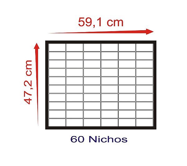 Estante Expositora 60 Nichos - Preto Com Portas de Acrílico