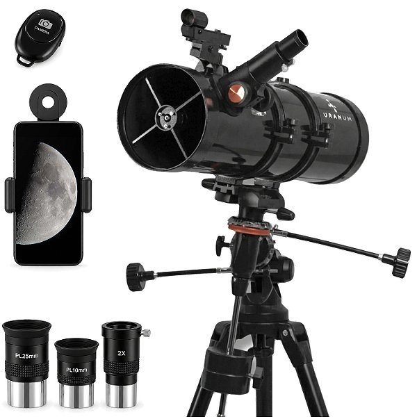 Telescópio Refletor Newtoniano 130mm Andrômeda 2 Uranum EQ3 Astronômico Luneta Para ver Nebulosas Planetas Galáxias Estrelas