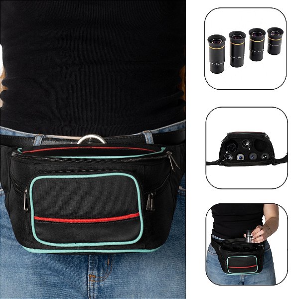 Bolsa Pochete Uranum Para Lentes Oculares Espaço 7 Eyepieces Proteção e Transporte Bolso Frontal