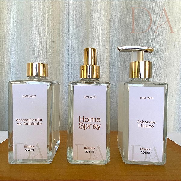 Kit Aromatizador + Home Spray + Sabonete Líquido Bamboo 250ml