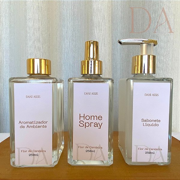 Kit Aromatizador + Home Spray + Sabonete Líquido Flor de Cerejeira 250ml