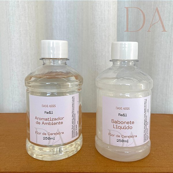 Kit Refil Aromatizador + Refil Sabonete Líquido Perolado Flor de Cerejeira 250ml
