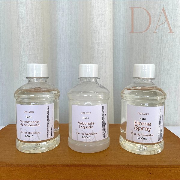 Kit Refis Aromatizador + Sabonete líquido + Home Spray Flor de Cerejeira 250ml
