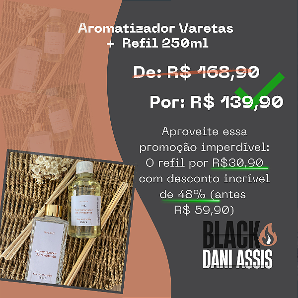 Aromatizador de Ambientes 250ml + Refil 250ml - Black