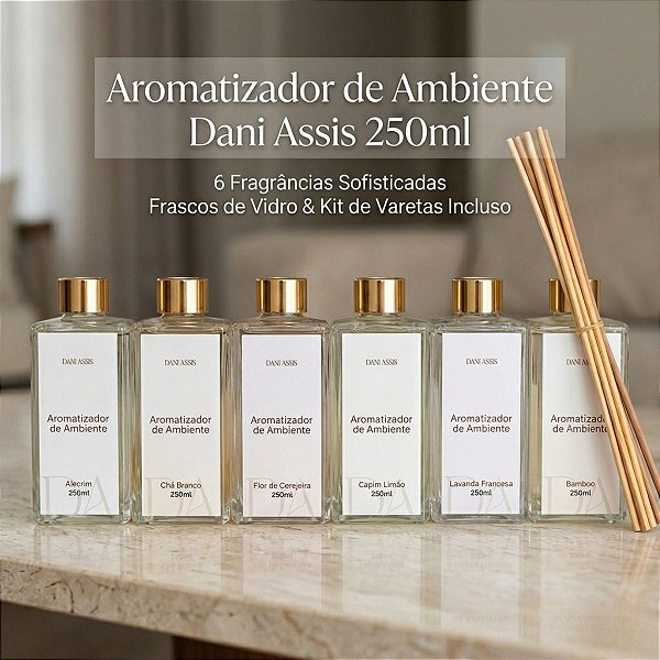 Aromatizador Difusor de Ambiente 250ml Frasco de Vidro Alto