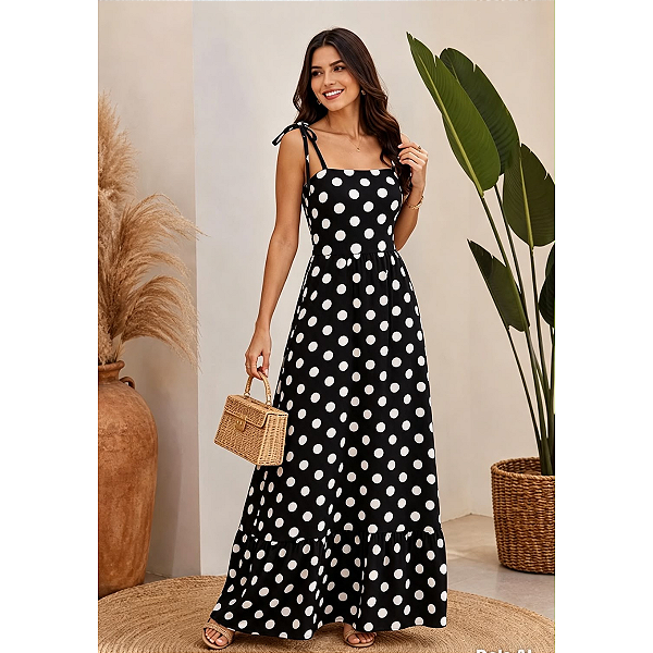 Vestido Longo Poá