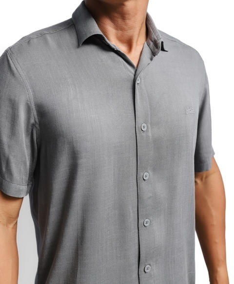 Camisa Viscose MC Slub Plus Lisa - Loja His
