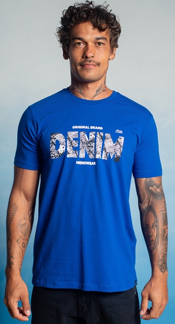 Camisa Careca MC Estampa Denim - Loja His
