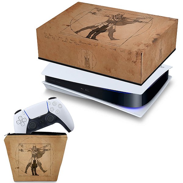 KIT PS5 Fat Capa e Case Controle - Assassin’S Creed Vitruviano