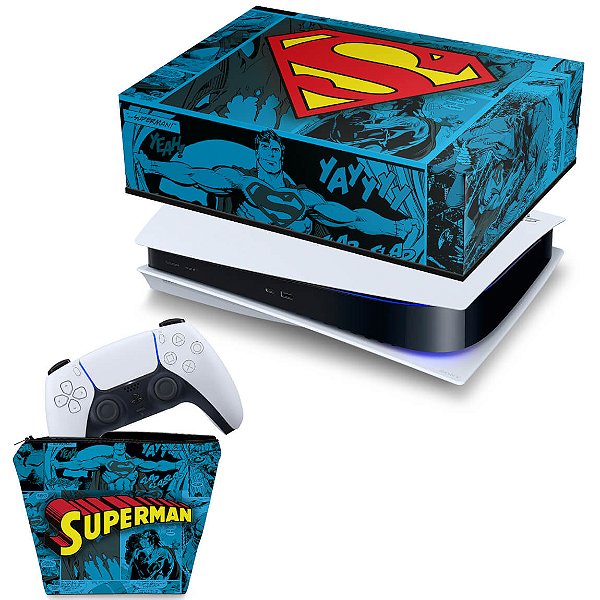KIT PS5 Capa e Case Controle - Superman Comics