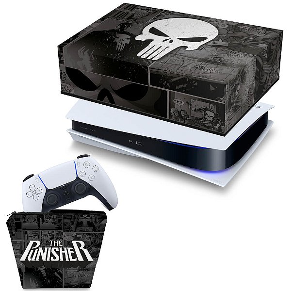 KIT PS5 Capa e Case Controle - The Punisher Justiceiro Comics