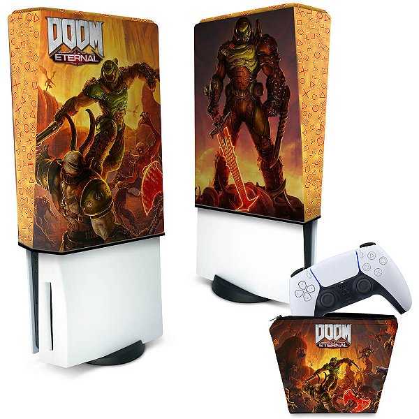 KIT Capa PS5 Fat e Case Controle - Doom Eternal