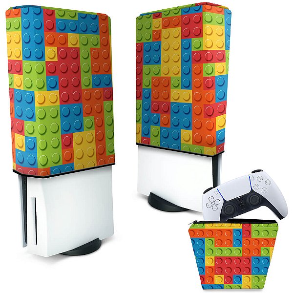 KIT Capa PS5 Fat e Case Controle - Lego Peça