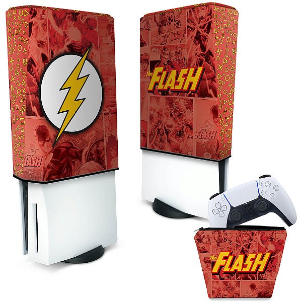 KIT Capa PS5 Fat e Case Controle - The Flash Comics