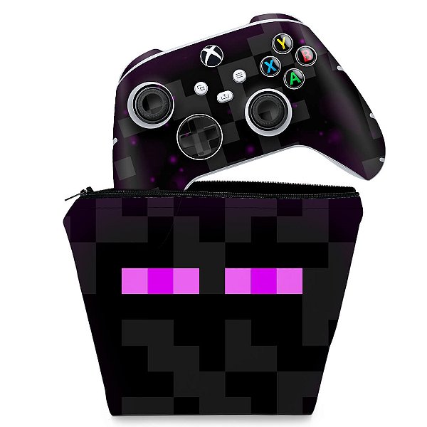 KIT Capa Case e Skin Xbox Series S X Controle - Minecraft Enderman