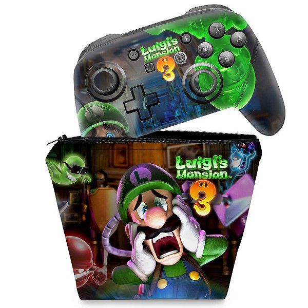 KIT Capa Case e Skin Nintendo Switch Pro Controle - Luigi's Mansion 3