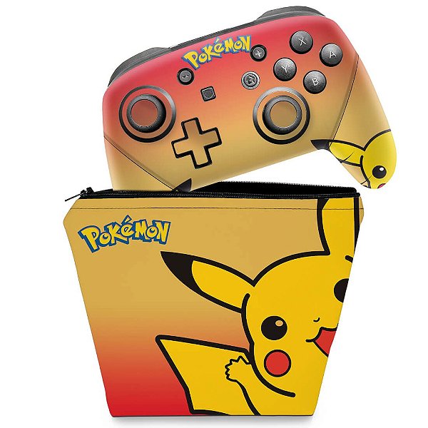 KIT Capa Case e Skin Nintendo Switch Pro Controle - Pokémon: Pikachu