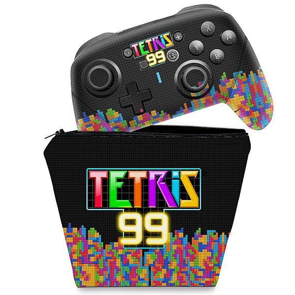 KIT Capa Case e Skin Nintendo Switch Pro Controle - Tetris 99
