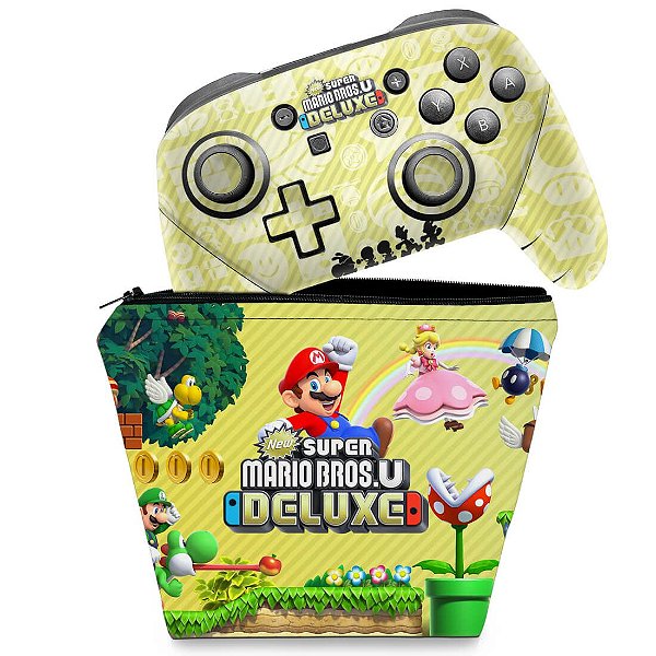 KIT Capa Case e Skin Nintendo Switch Pro Controle - New Super Mario Bros. U