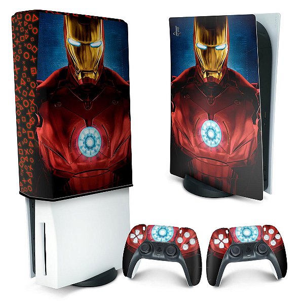 KIT PS5 Skin e Capa Anti Poeira - Iron Man Homem De Ferro