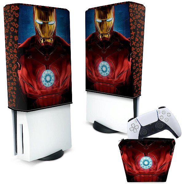 KIT Capa PS5 e Case Controle - Iron Man Homem De Ferro