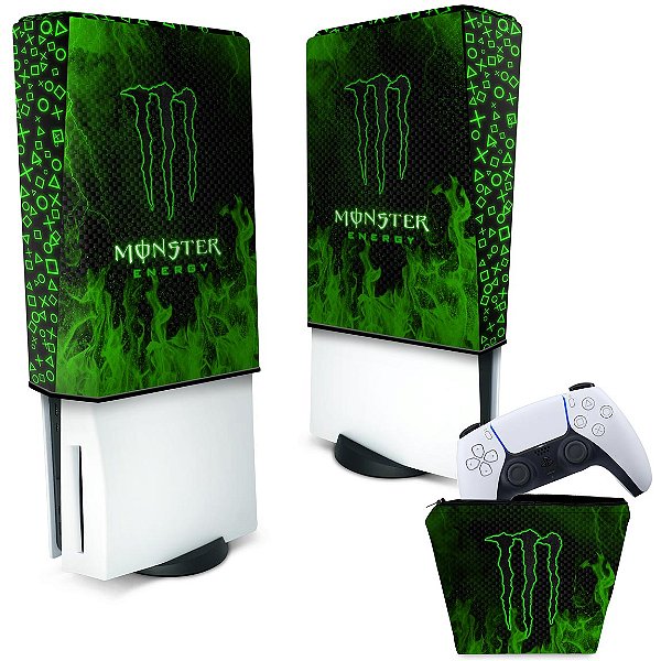 KIT Capa PS5 Fat e Case Controle - Monster Energy Drink