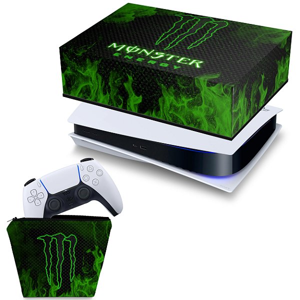 KIT PS5 Capa e Case Controle - Monster Energy Drink