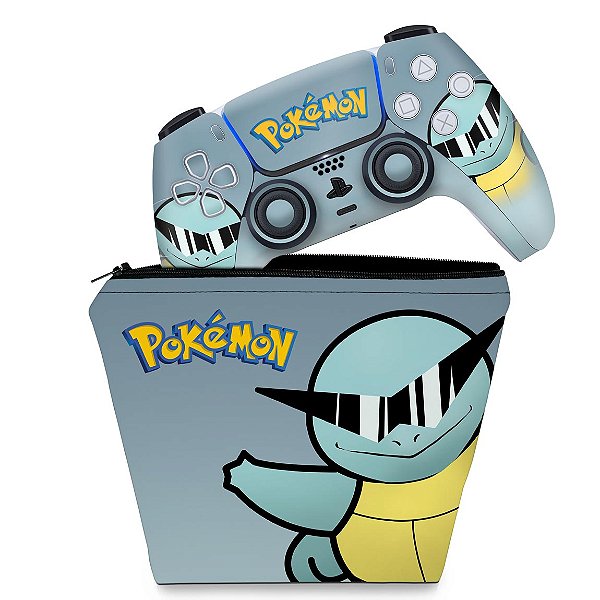 KIT Capa Case e Skin PS5 Controle - Pokemon Squirtle