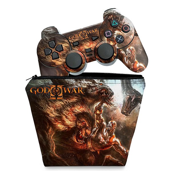 KIT Capa Case e Skin PS2 Controle - God Of War 2 II