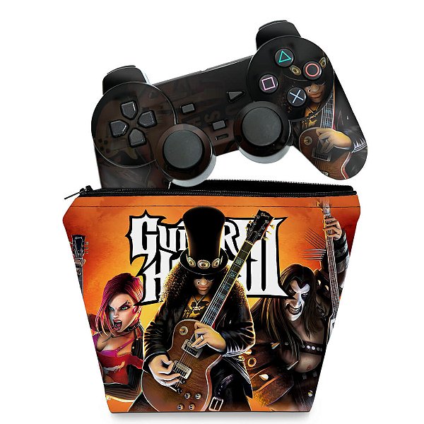 KIT Capa Case e Skin PS2 Controle - Guitar Hero III 3