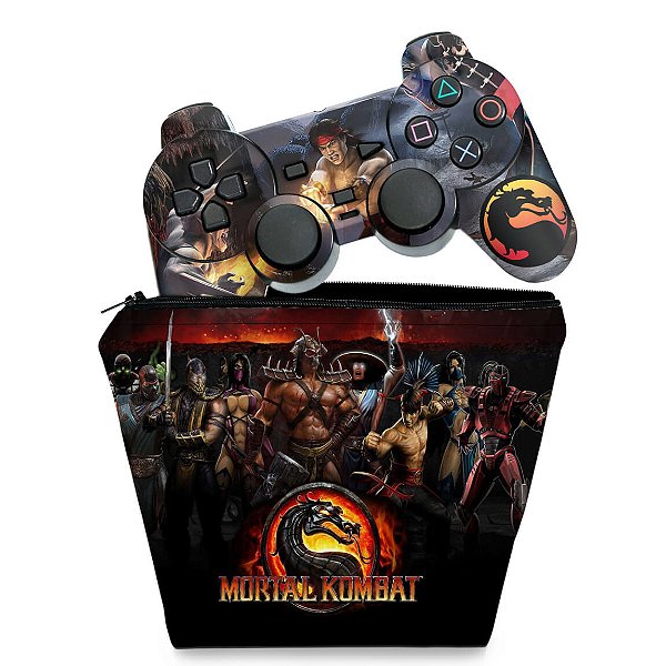 KIT Capa Case e Skin PS2 Controle - Mortal Kombat