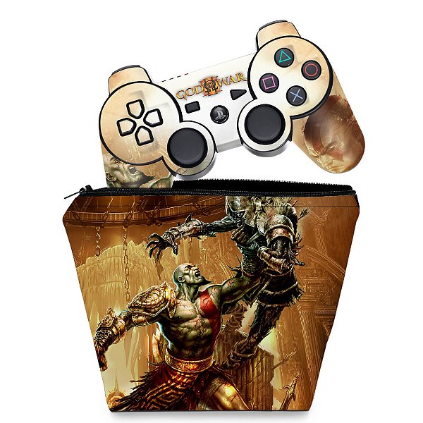 KIT Capa Case e Skin PS3 Controle - God Of War 3 #1
