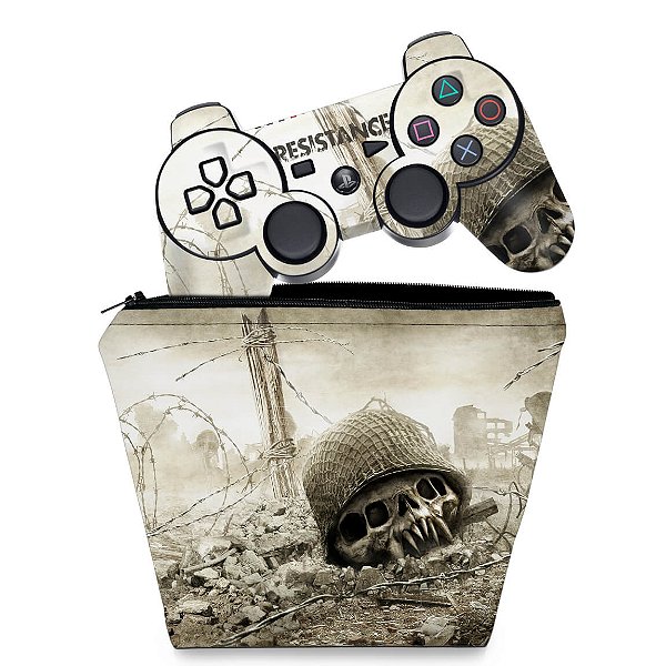 KIT Capa Case e Skin PS3 Controle - Resistance Fall Of