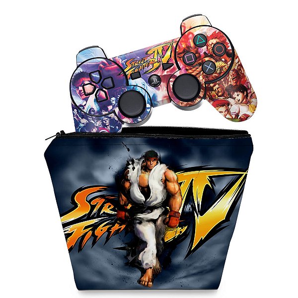 KIT Capa Case e Skin PS3 Controle - Street Fighter #A