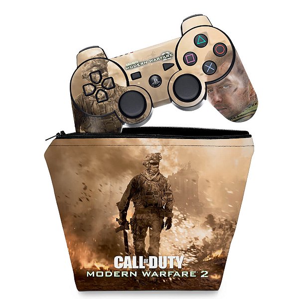 KIT Capa Case e Skin PS3 Controle - Modern Warfare 2