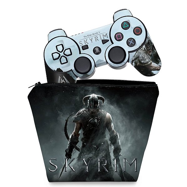 KIT Capa Case e Skin PS3 Controle - Skyrim