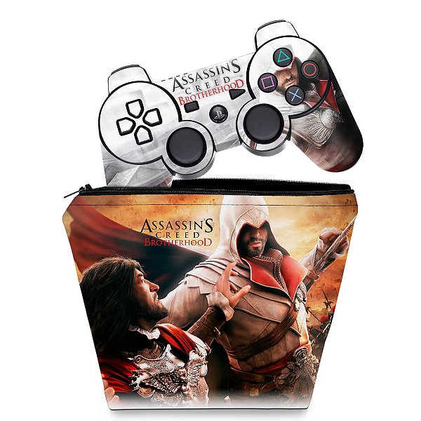 KIT Capa Case e Skin PS3 Controle - Assassins Creed Brotherhood #B