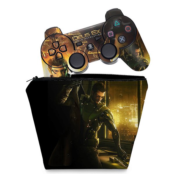 KIT Capa Case e Skin PS3 Controle - Deus Ex Human