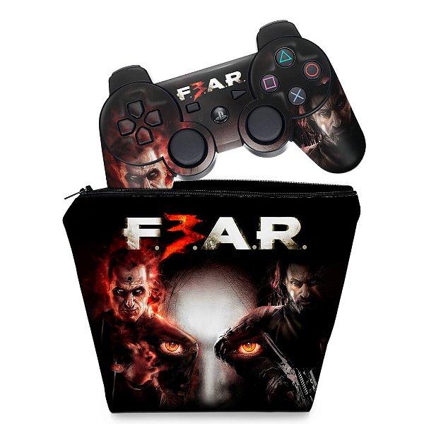 KIT Capa Case e Skin PS3 Controle - F3ar Fear 3