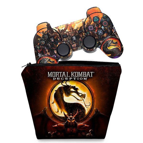 KIT Capa Case e Skin PS3 Controle - Mortal Kombat #b