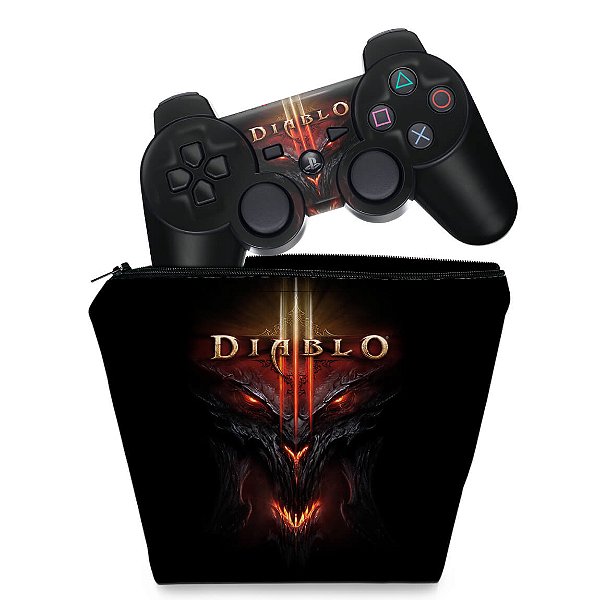 KIT Capa Case e Skin PS3 Controle - Diablo 3