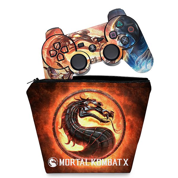 KIT Capa Case e Skin PS3 Controle - Mortal Kombat