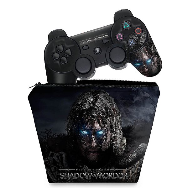 KIT Capa Case e Skin PS3 Controle - Shadow Of Mordor