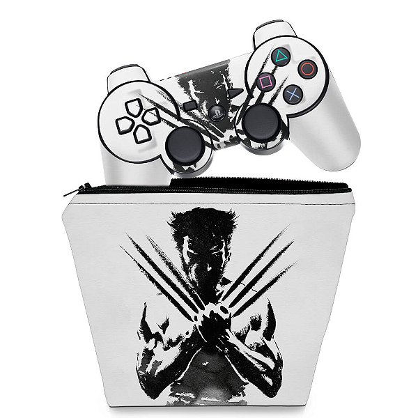 KIT Capa Case e Skin PS3 Controle - Wolverine X-men