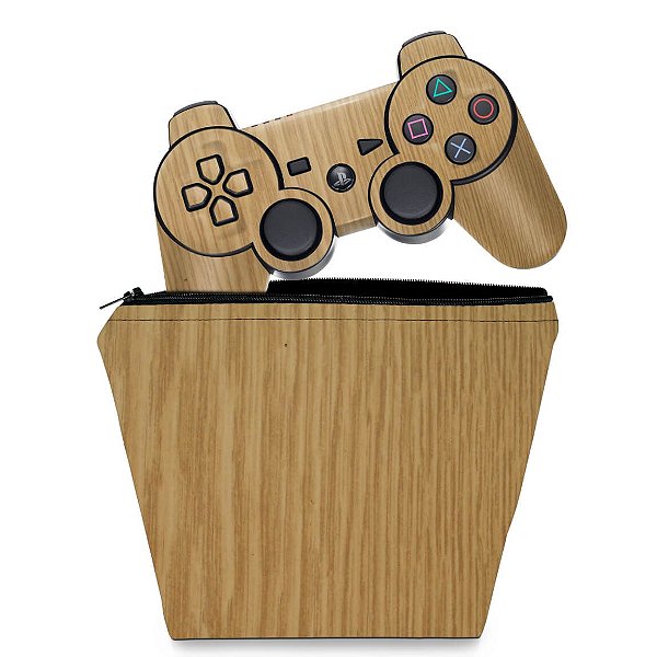 KIT Capa Case e Skin PS3 Controle - Madeira #2